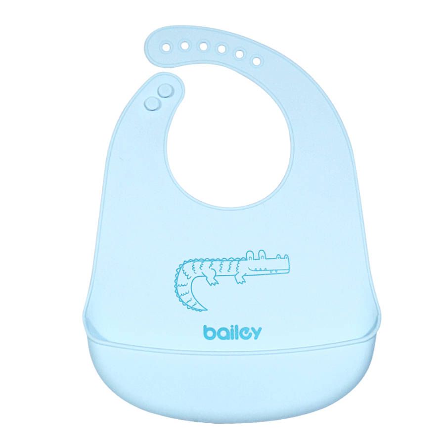 韓國 BAILEY 貝睿 - 矽膠圍兜-立體圍兜-粉藍