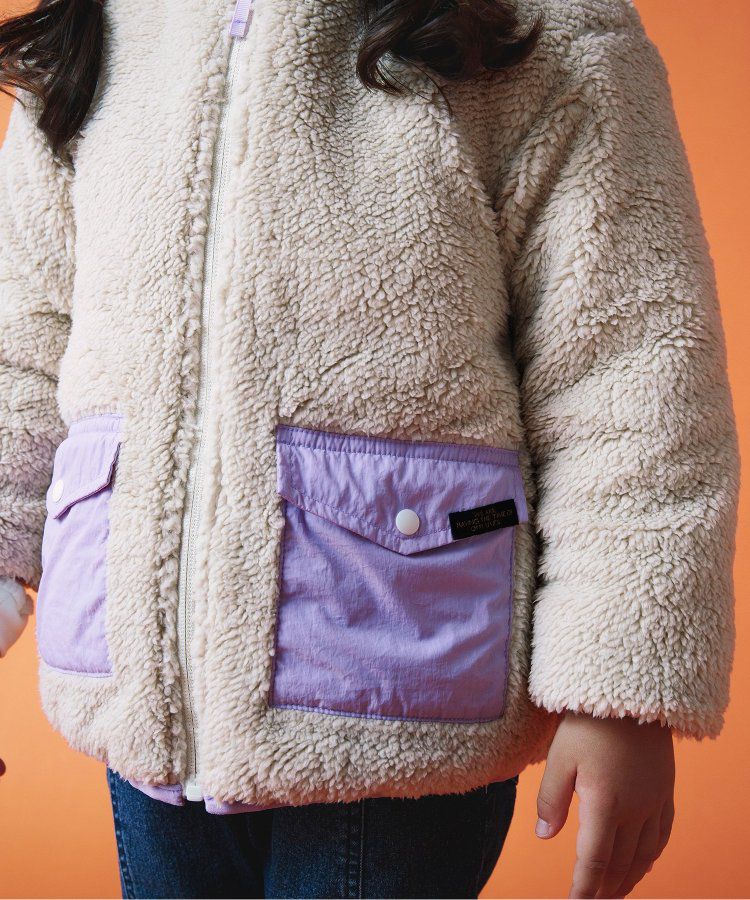 日本 BREEZE - [雙面穿]絨毛鋪棉繽紛保暖外套-黑系&迷彩