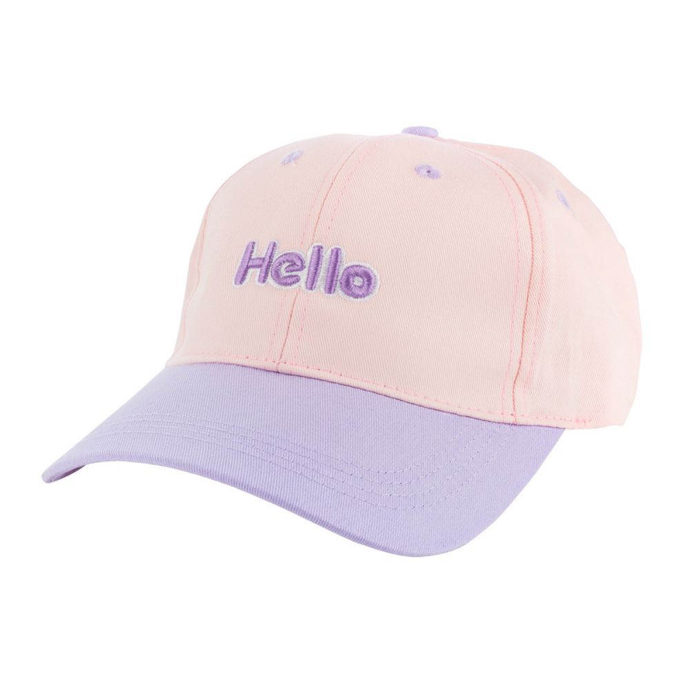 HUGGER - 小文青撞色兒童棒球帽 Hello粉紫色(防曬透氣遮陽輕量小孩鴨舌)-Hello粉紫色-70g