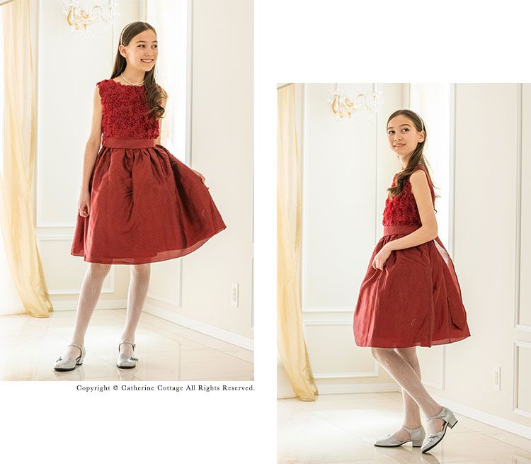 日本 Catherine Cottage - 立體花朵拼接洋裝/小禮服-黑x白