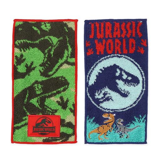 日本西松屋 - 純棉吸水擦手巾/手帕2件組-侏羅紀恐龍 (10×20cm)