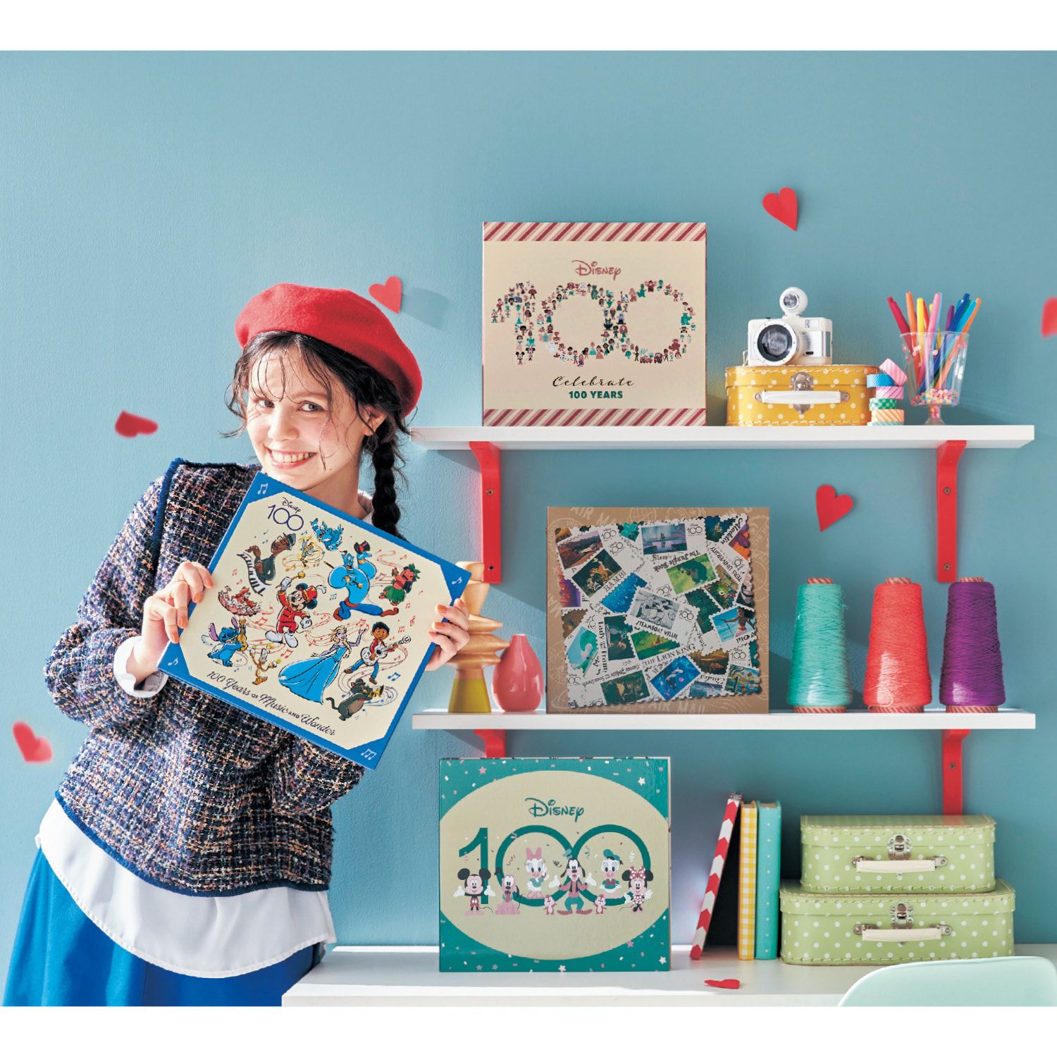 日本千趣會 - 日本製 迪士尼100週年紀念精裝相本(250枚)-角色大集合-粉 (3x5相片)