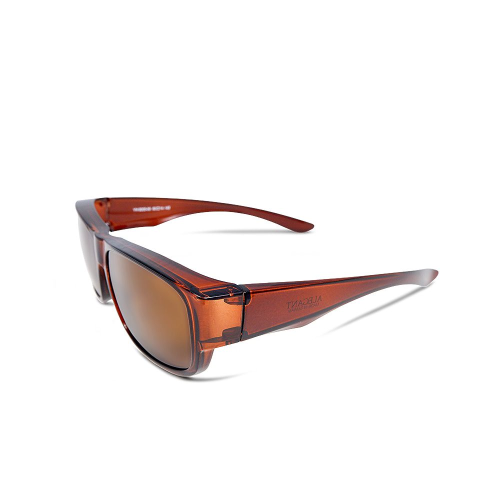 ALEGANT - 輕奢祕魯棕方框全罩式偏光墨鏡│外掛式UV400太陽眼鏡包覆套鏡│車用太陽眼鏡│近視可戴外掛寶麗來墨鏡