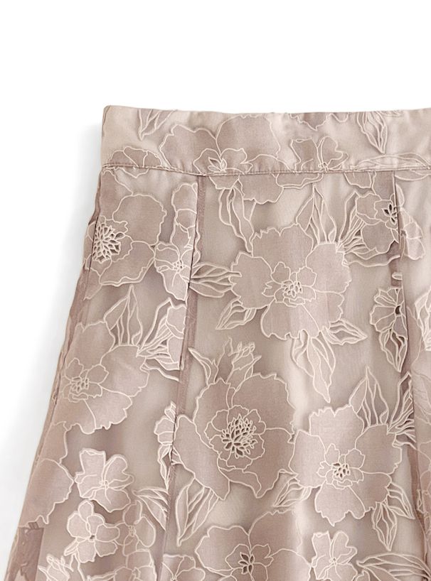 日本 GRL - 芍藥花刺繡修身長裙-簡約黑