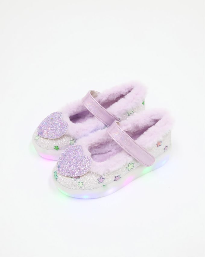 韓國 OZKIZ - (LED)星星亮片毛絨休閒鞋-紫