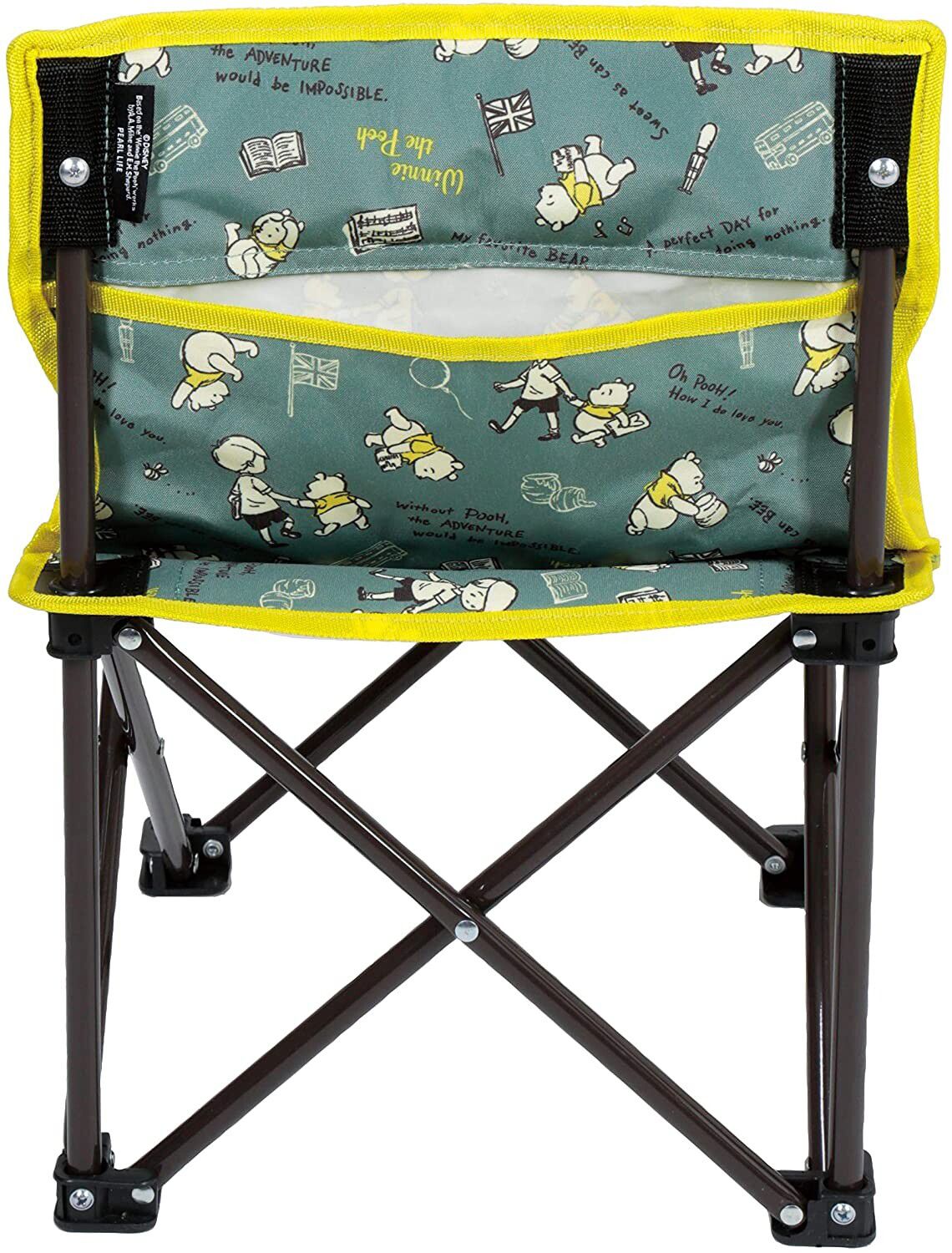 日本 Pearl 金屬 - 迪士尼 輕巧摺疊椅-維尼-綠X黃 (耐重60kg)