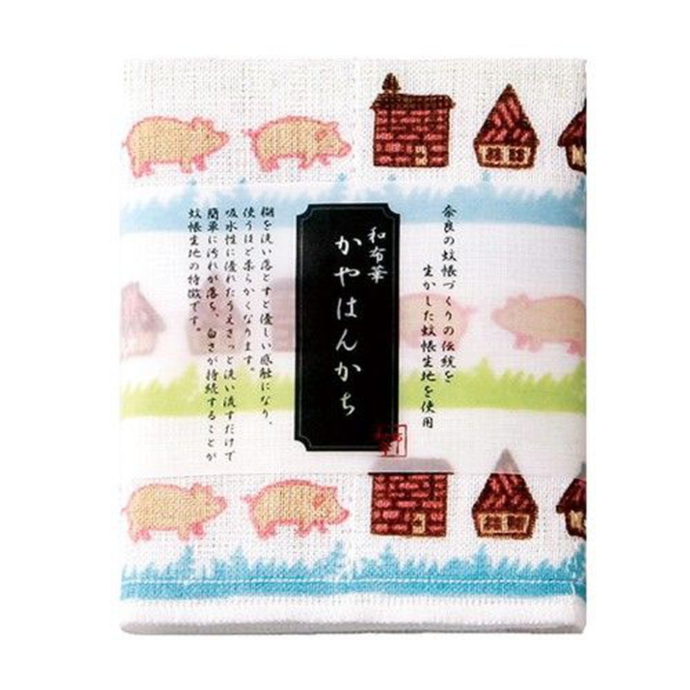 日本 Prairie Dog - 【和布華】日本製奈良五重紗手帕-三隻小豬 (30x26cm)
