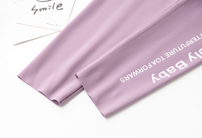 FANMOU - 高腰彈力內搭褲/瑜珈褲-英文字母-深藍色