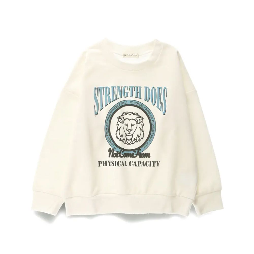 百搭落肩縮口長袖上衣-獅子-白