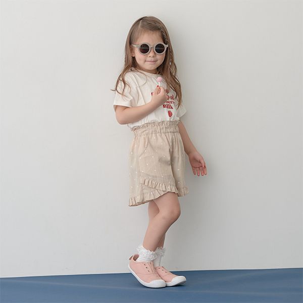 日本 Lycee mine - 可愛滿點荷葉摺邊短褲-格紋-草綠