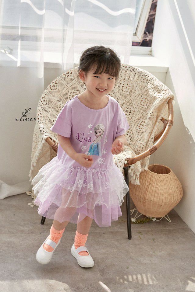 韓國 kikimora - 雪花Elsa蛋糕裙洋裝-粉紫