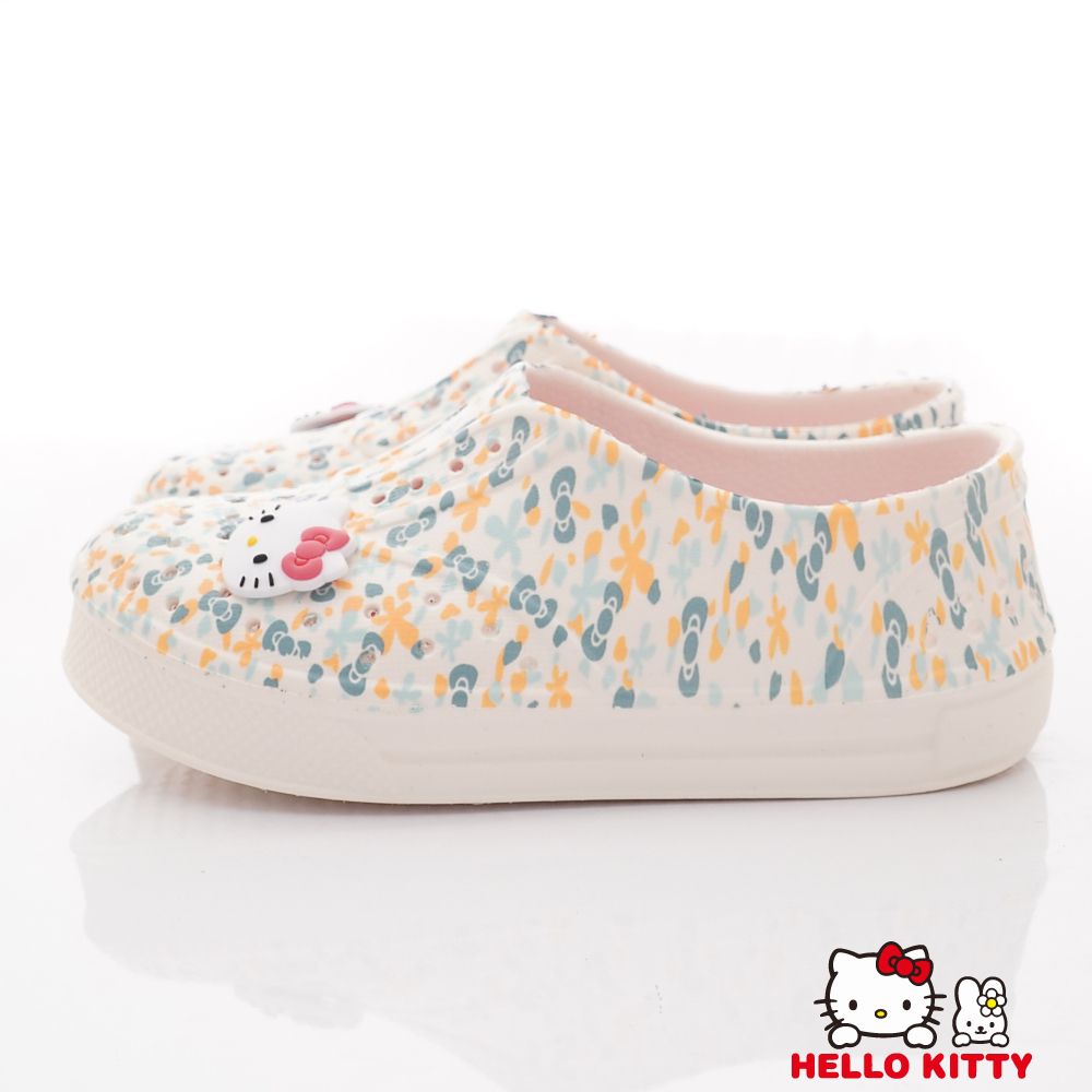 HELLO KITTY - 凱蒂貓可愛碎花洞洞鞋(中小童段)-休閒鞋-白水