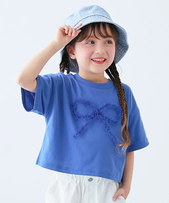 日本 devirock - 俏麗薄紗點綴短袖上衣-愛心-黑