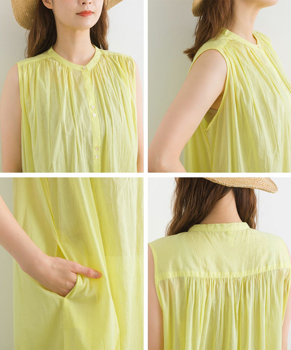 日本女裝代購 - 100%印度棉 涼爽輕盈排扣無袖洋裝-薰衣草