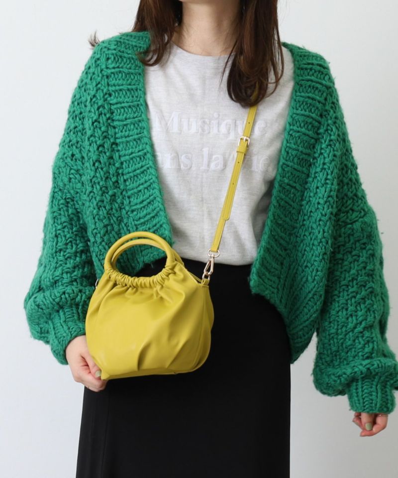 日本 COOCO - 2WAY柔軟皮革豆形手提小包/側背包-淺灰杏 (W14*H20*D12cm)