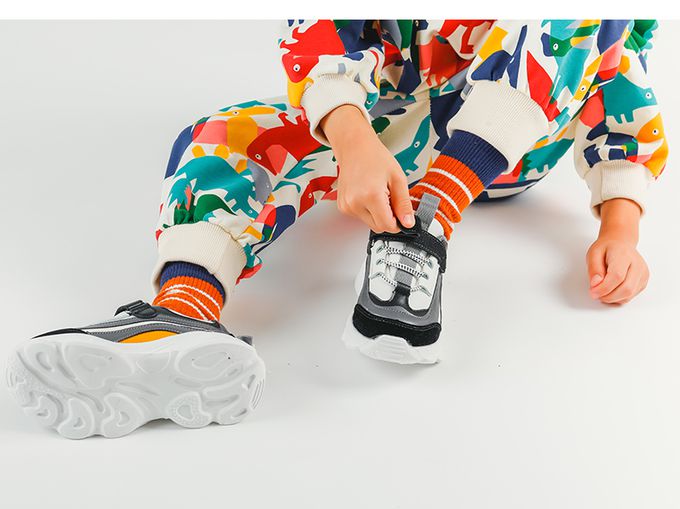 韓國 OZKIZ - 色塊恐龍圖印長袖套裝