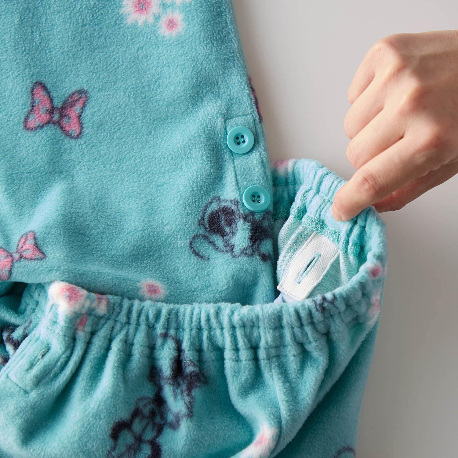 日本千趣會 - 迪士尼 角色印花抓絨家居服/睡衣-米妮-薄荷