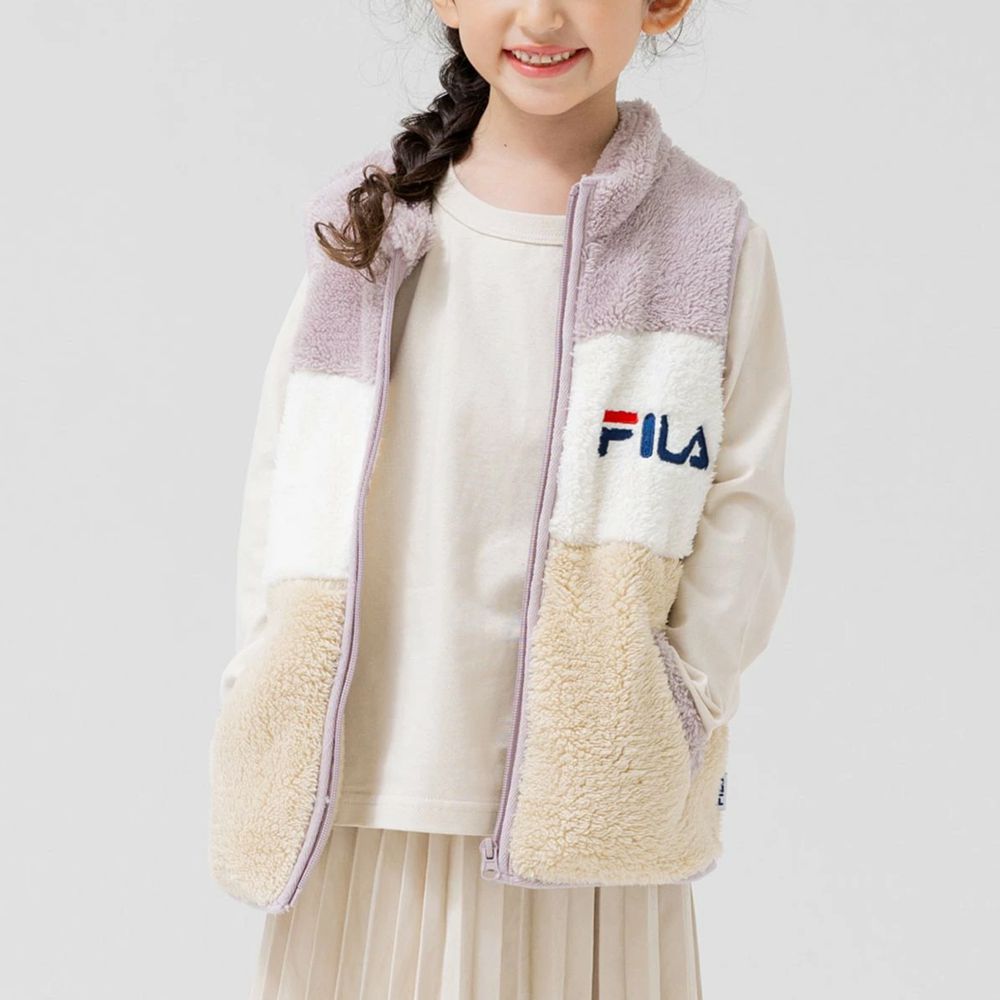 FILA聯名 保暖絨毛背心-粉紫