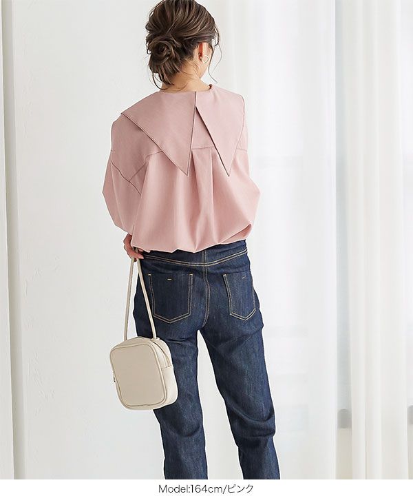 日本 Kobe Lettuce - 復古浪漫大尖領長袖襯衫-粉