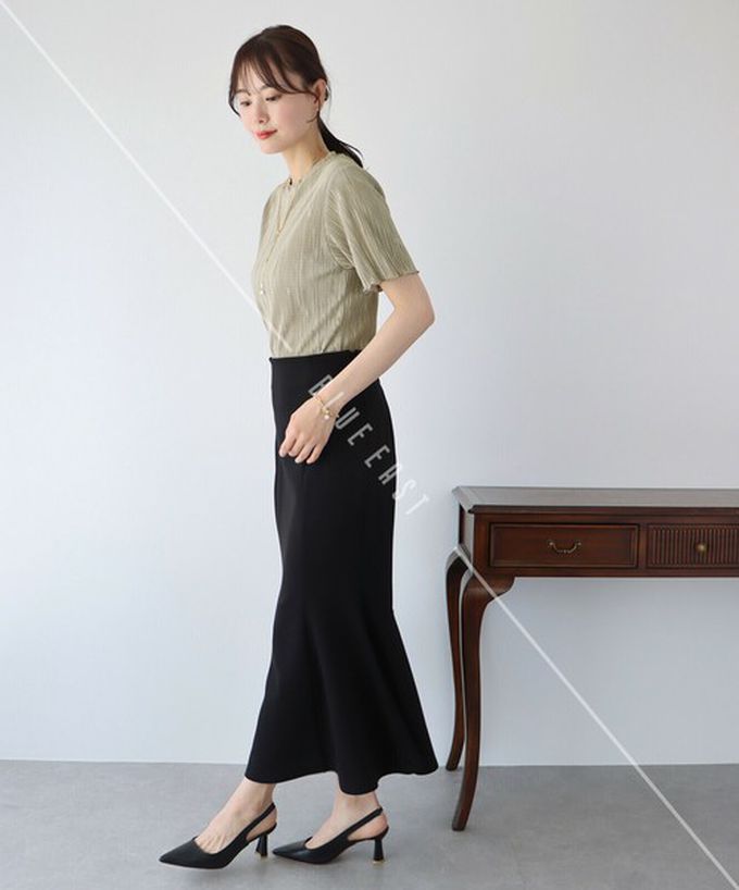 日本 BLUE EAST - 韓國製 圓領貝殼紋光澤短袖上衣-粉紅