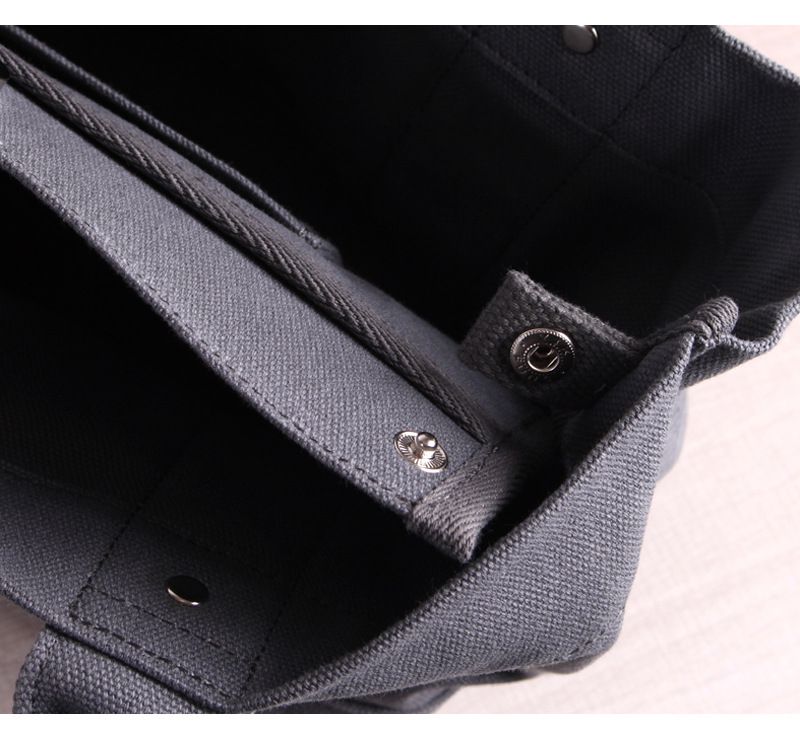 加厚大容量帆布手提包/便當袋-夾層可拆-白+深藍 (20.5x15x21.5cm)