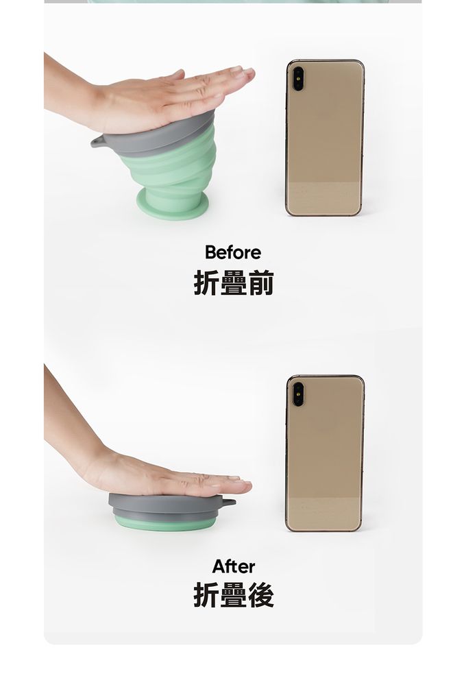 M Square - 新色摺疊矽膠中杯-復古綠