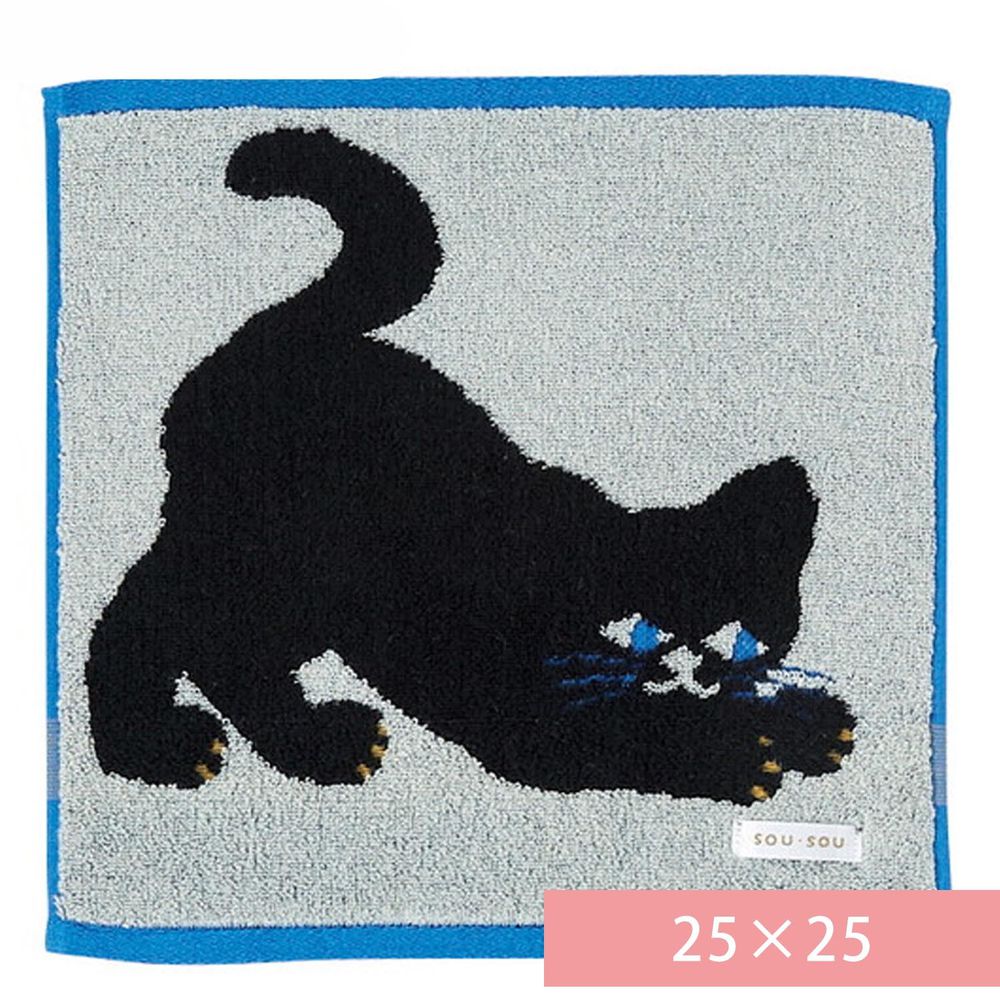 日本代購 - 【SOU·SOU】日本製今治純棉手帕(抗菌防臭加工)-貓咪玩耍 (25×25)