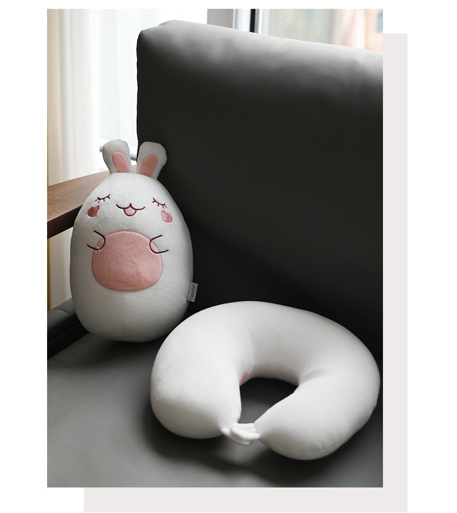 可愛二合一變型頸枕-哈士奇-黑色