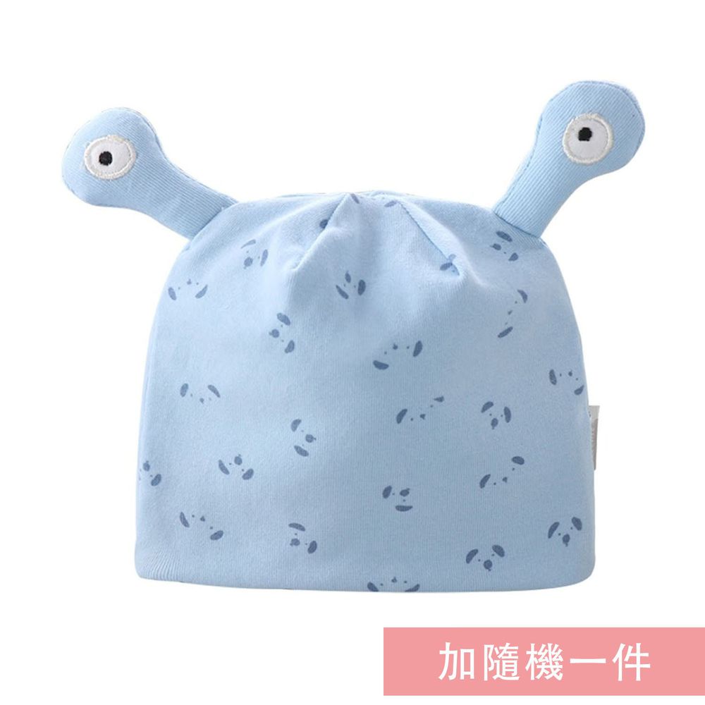 JoyNa - 2入-新生兒胎帽 小青蛙眼睛造型 蝴蝶結童帽-藍色小跳蛙+隨機一入 (適戴頭圍約36-45cm)