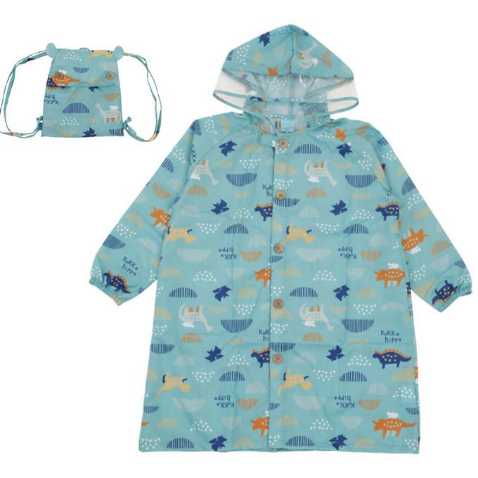 日本 kukka hippo - 兒童雨衣(附收納袋)-恐龍世界