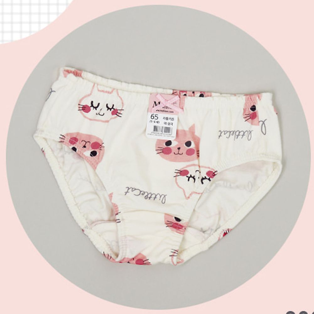 韓國 Mellisse - 純棉三角褲(女寶)-粉紅貓咪