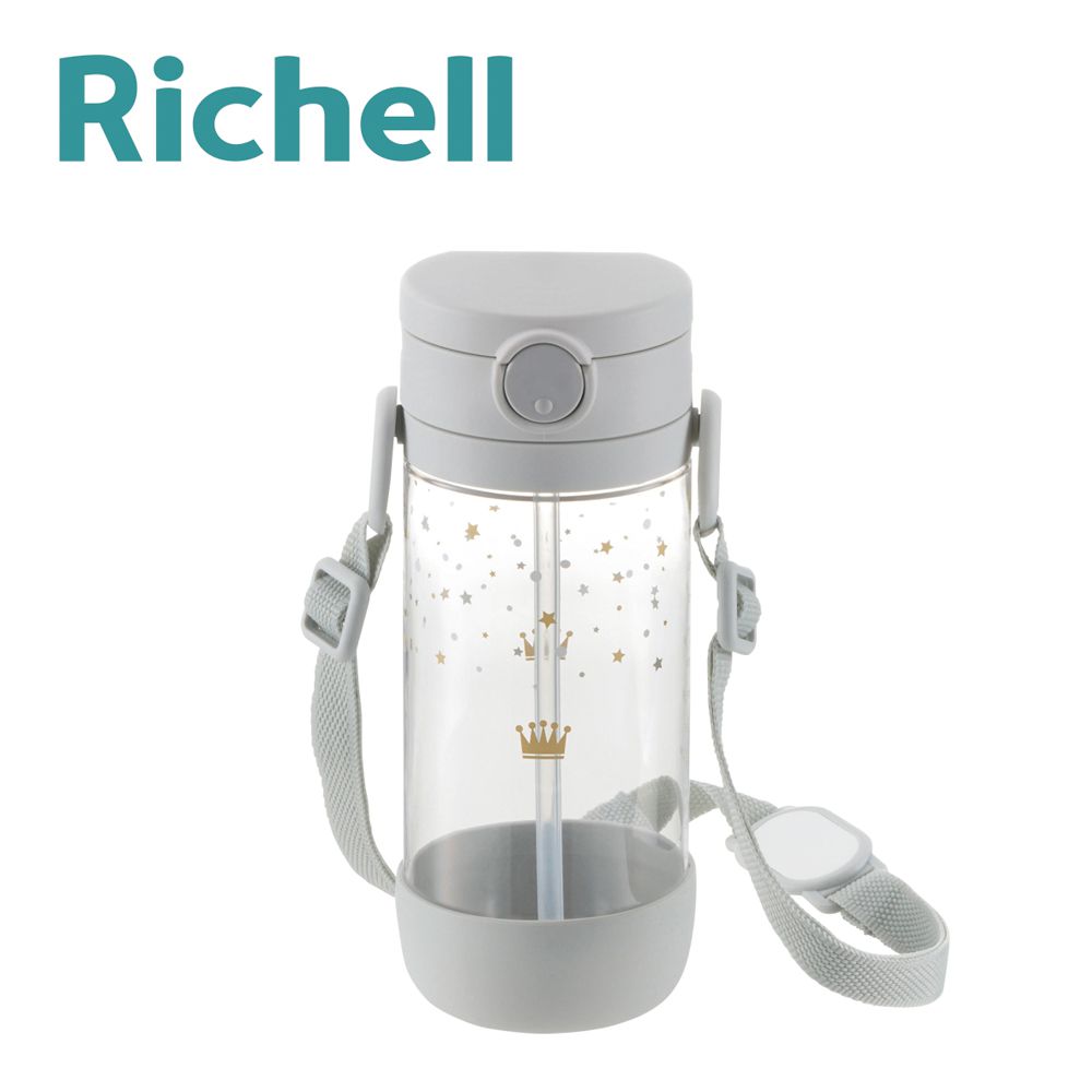 日本 Richell 利其爾 - 幻夢星空吸管水杯 450mL-灰-450ml