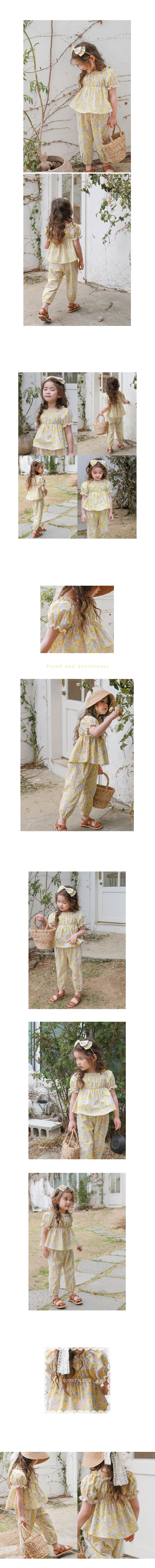 韓國 Puellaflo - 抓皺領鬱金香泡泡袖上衣-黃