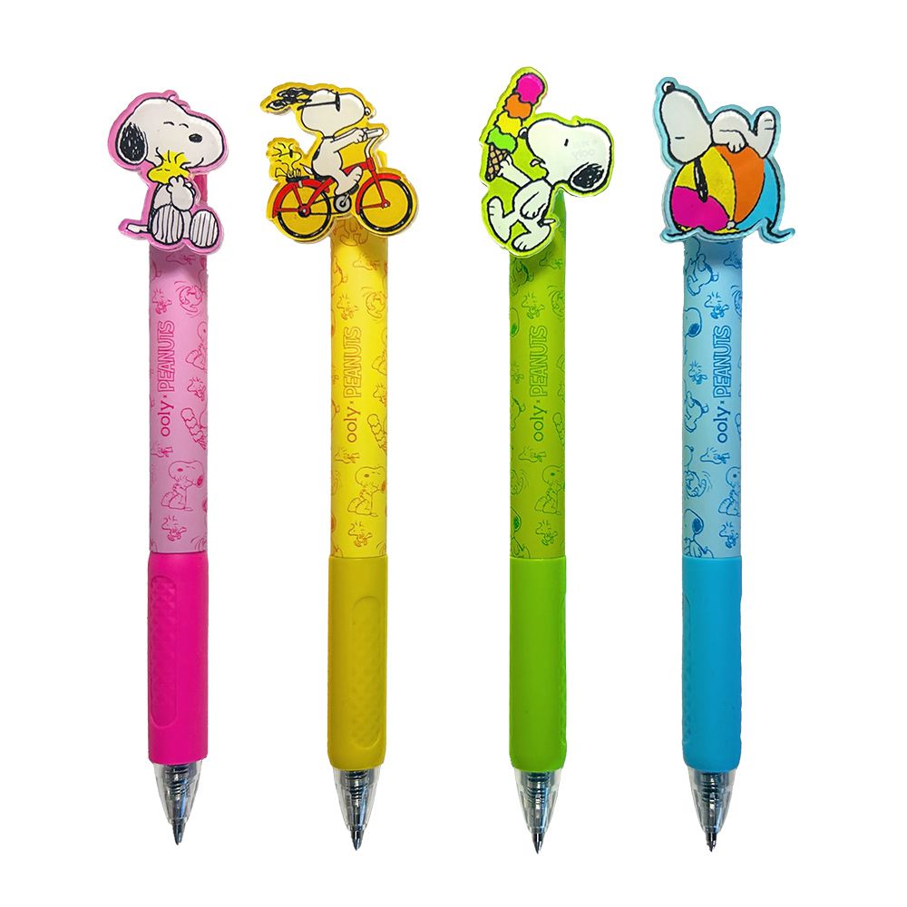 【美國 Ooly x Peanuts 史努比聯名系】造型伸縮兒童專用原子筆4入組 (Snoopy渡假去)