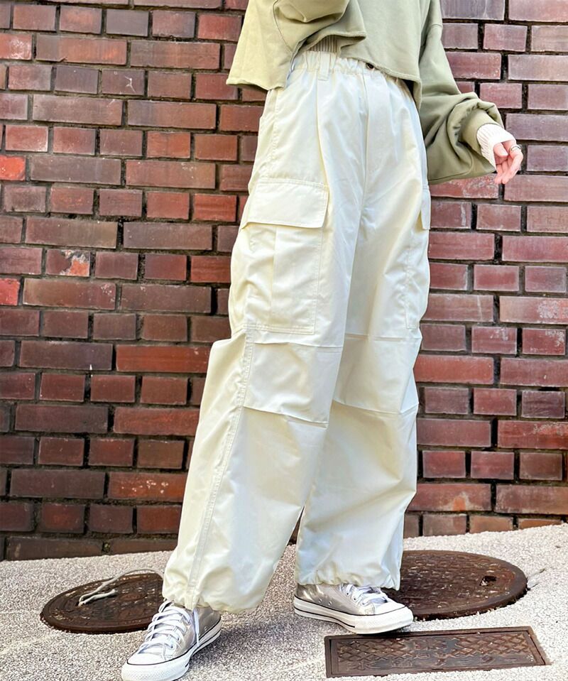 日本 Classical Elf - 美式休閒多口袋抽繩工裝褲-軍綠