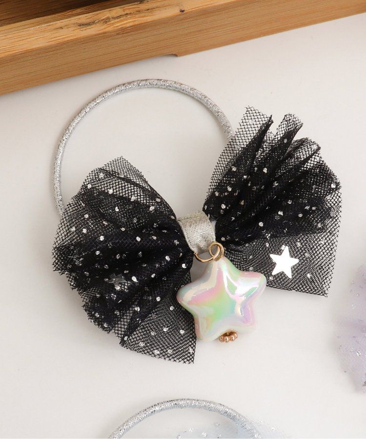 日本 apres les cours - 閃耀星星薄紗蝴蝶結髮圈-白 (F)