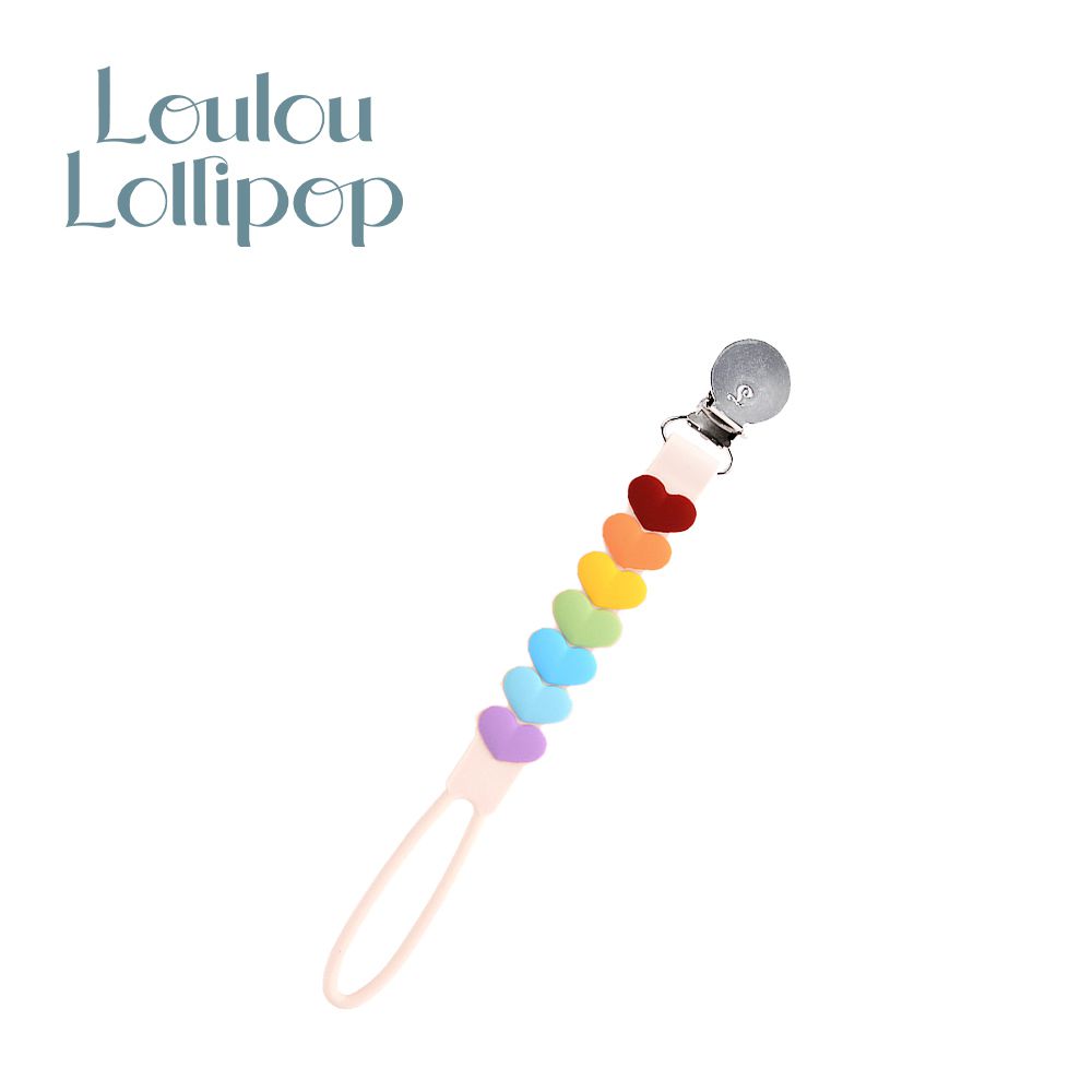 Loulou Lollipop - 加拿大 固齒器奶嘴鍊夾-彩虹小愛心