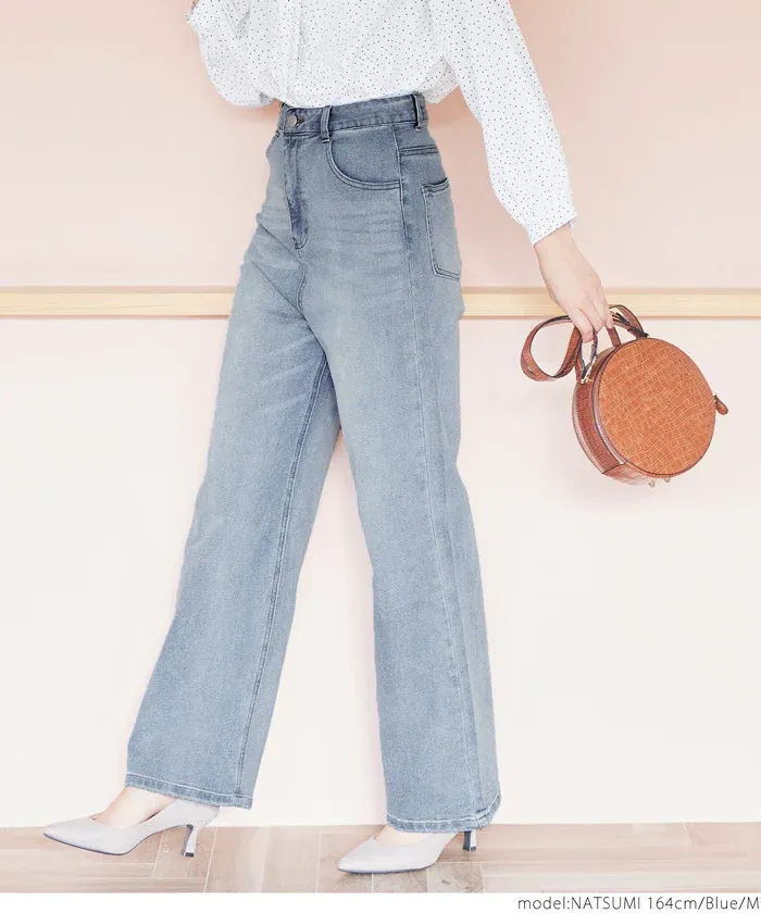 日本 COCA - 彈性修身丹寧牛仔褲-淺藍