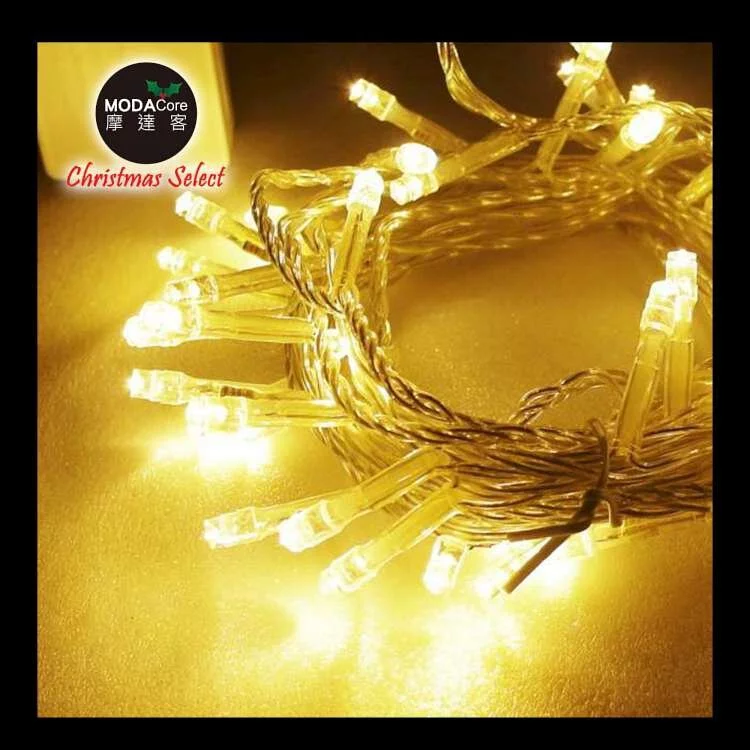 MODACore 摩達客 - 摩達客耶誕★台灣製3呎/3尺(90cm)豪華版夢幻白色聖誕樹(流金系配件組)+50燈LED燈插電式燈串一串暖白光(附控制器)本島免運費