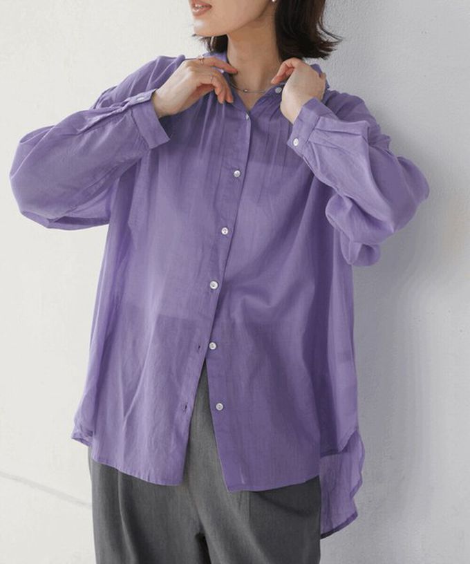 日本 Bab - 100%印度棉 柔軟輕盈寬版襯衫-薰衣草