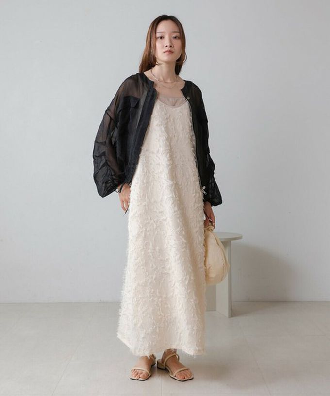 日本 Bab - 優美透膚精緻感抽繩薄外套-卡其棕