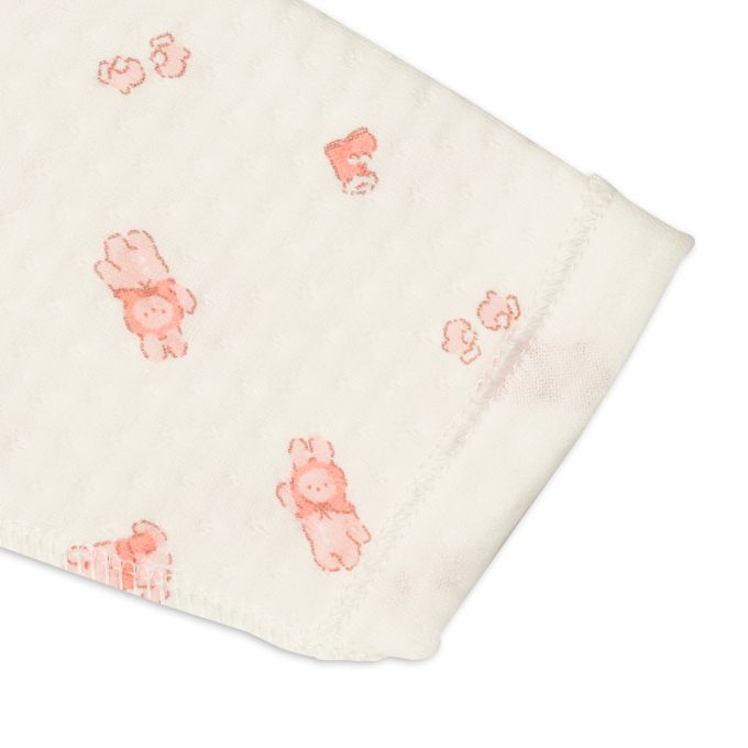 akachan honpo - 長袖新生兒內衣4件組-按扣款 保暖鋪棉 兔子-粉紅色 (50~60cm)