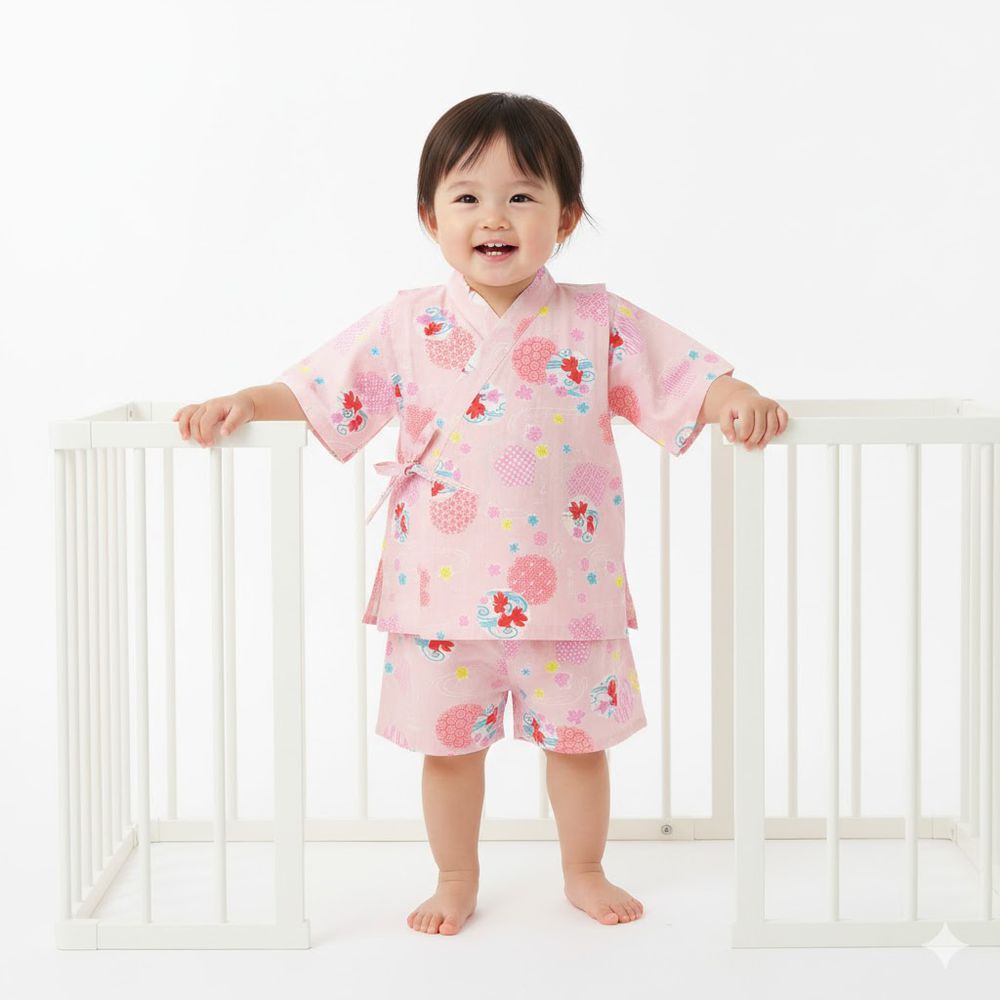 兩件式甚平-金魚-粉紅色