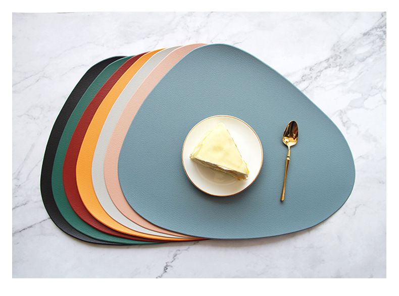 仿皮革水滴形餐墊-裸粉色 (45.5cm*36.5cm)