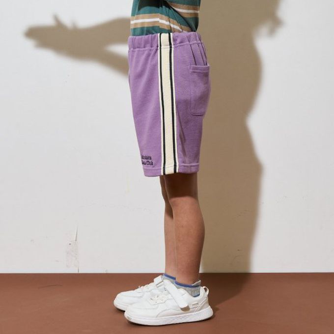 日本 b-ROOM - 側邊線條休閒短褲(4分丈)-檸檬黃