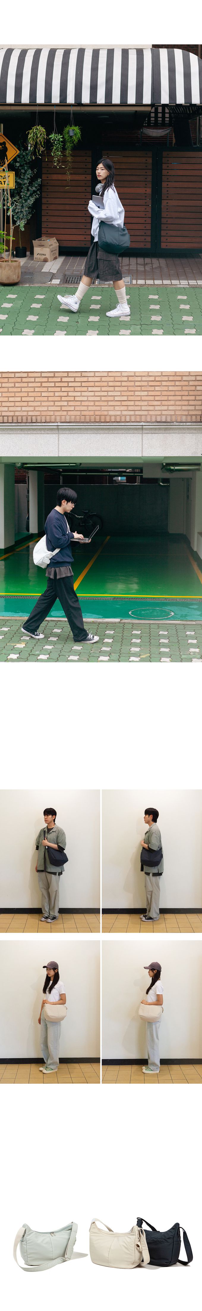 韓國 ithinkso - 韓系極簡風格拉鍊斜背包-米杏 (31X25X13CM)