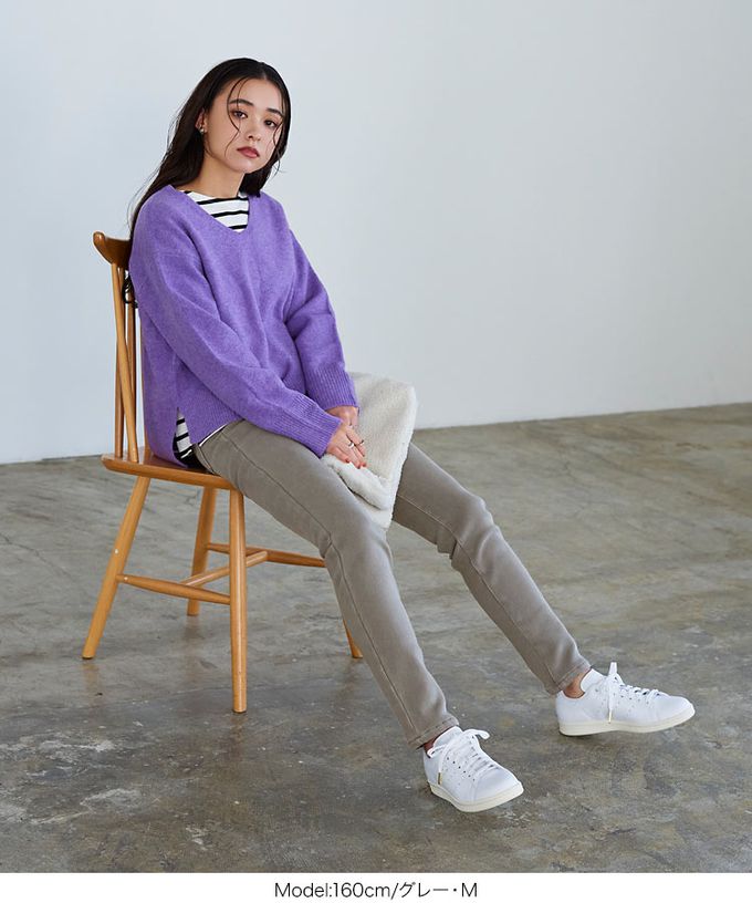 日本 Kobe Lettuce - 最暖刷毛美腿丹寧褲(可選長度)-黑