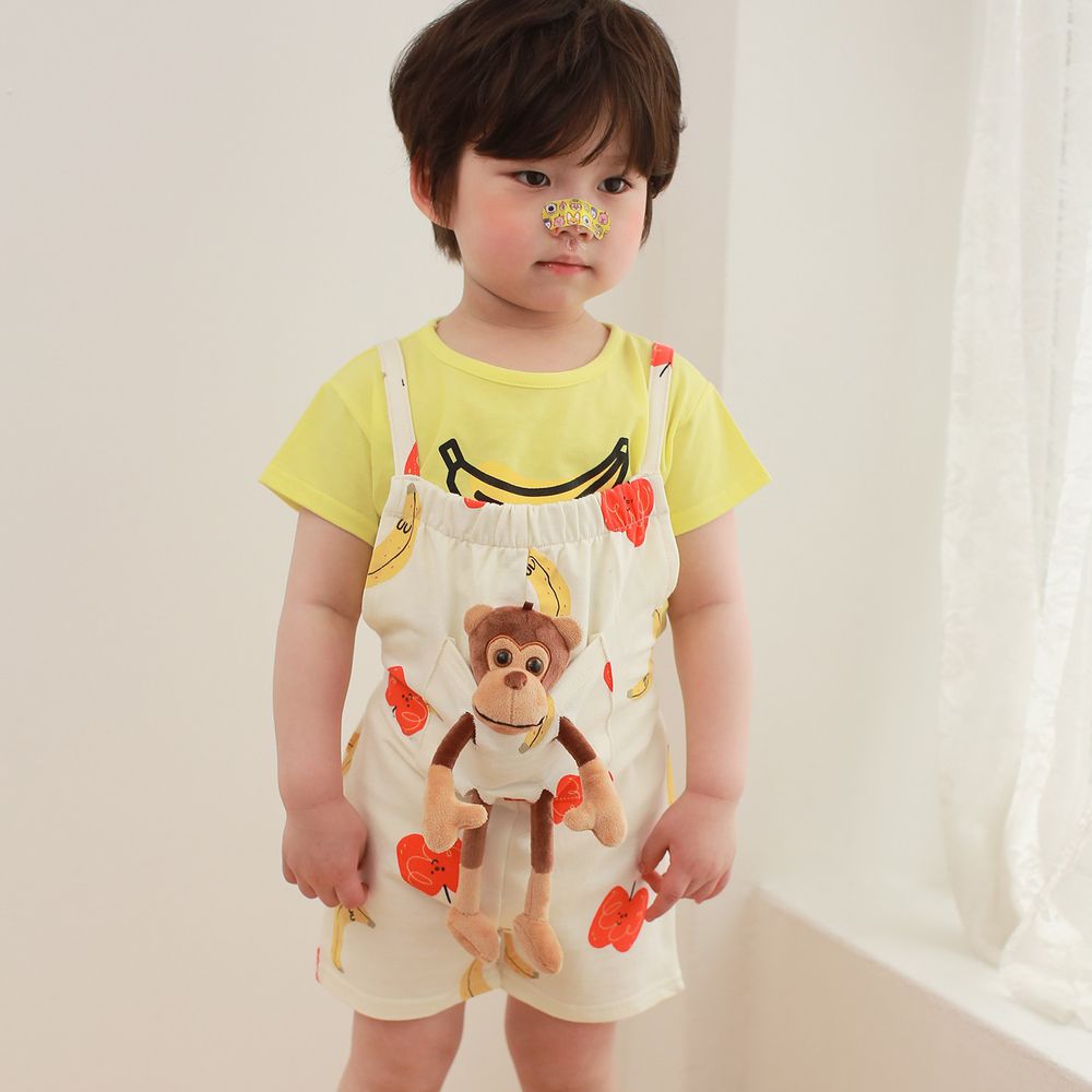 韓國 Coco Rabbit - 猴子娃娃吊帶褲-象牙白