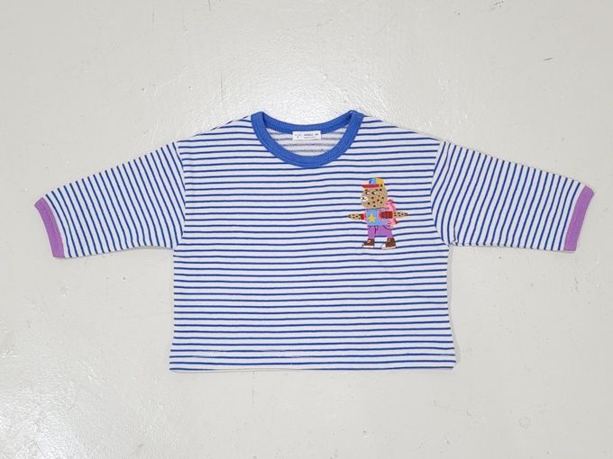 韓國 Mimico - 條紋圓領長袖上衣-花豹滑板-黑灰