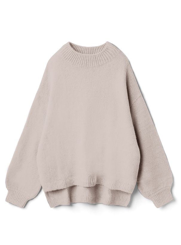 日本 GRL - 微立領顯瘦落肩針織毛衣-象牙杏 (F)